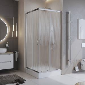 Душевой уголок BelBagno Uno UNO-195-A-2-100-CH-CR профиль хром глянцевый, стекло матовое, 100x100x195