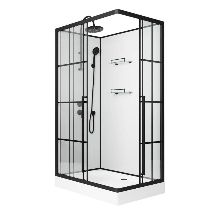 Душевая кабина Niagara Standart ST120/80/15QL/KL/BKT 1200х800х2150, профиль черный матовый, левая, 3 места
