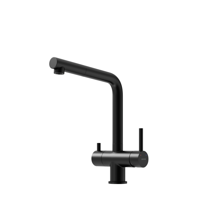 Смеситель для кухни Sancos Spin SC4015MB с вытяжным изливом и краном для фильтрованной воды, черный матовый