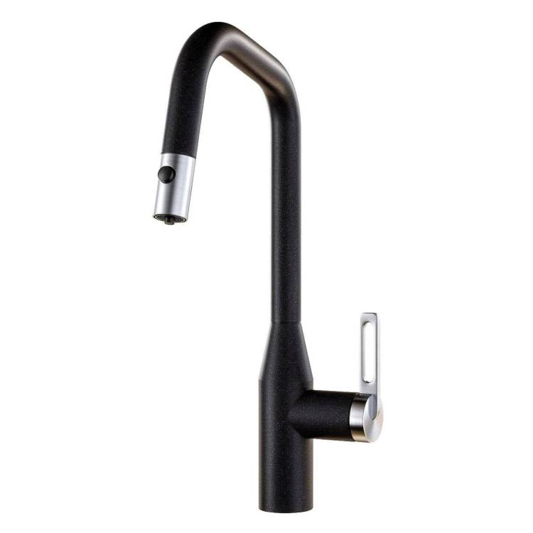 Смеситель для кухни Granula GR-8171 черный, с выдвижным изливом