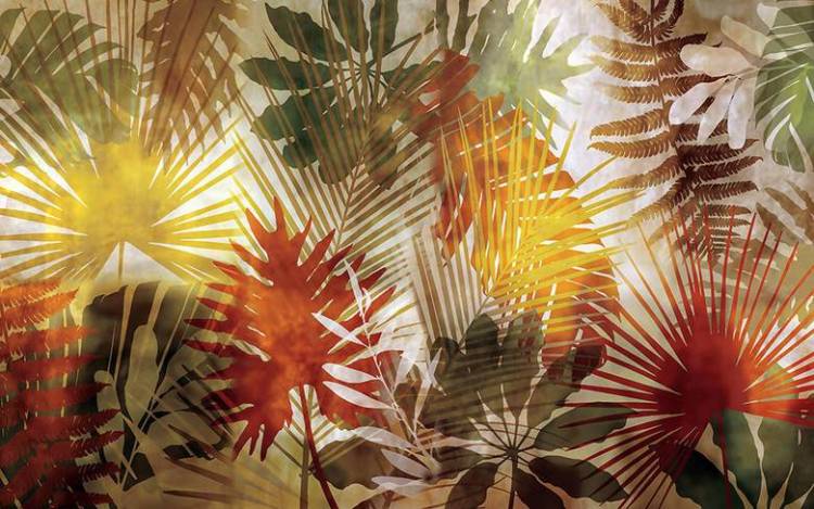 3D Фотообои Artegrafico «Рельефная инсталляция с листьями пальмы» O115 канвас