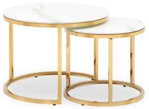 Набор из 2 журнальных столов Stool Group Селена EET-131-2S-TG white сталь золото