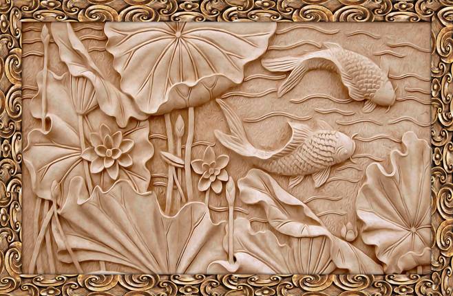 3D Фотообои Artegrafico «Резьба по дереву в китайском стиле» BR-011 песок