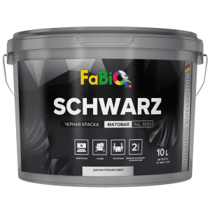 Краска для стен и потолков FaBio Schwarz черная 10 л