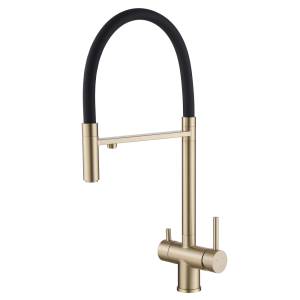 Смеситель для кухни Abber Wasser Kreis AF81141G с подключением фильтра и выдвижной лейкой, золото матовое