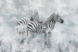 Бесшовные Eco обои Ortograf Animality 34680 Зебры в тумане Ворс ОЕ