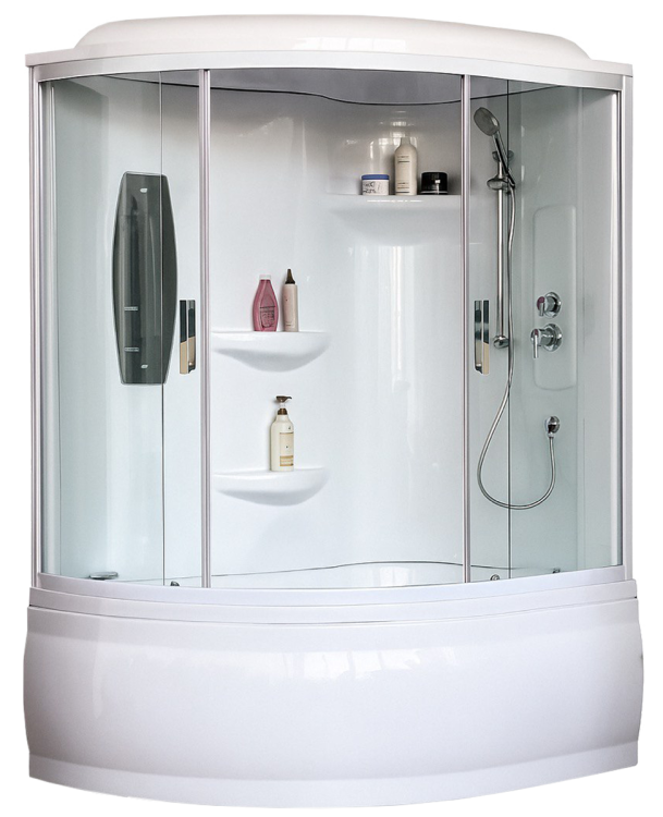 Душевая кабина Royal Bath RB 150ALP-T правая, профиль белый, стекло прозрачное, 150x100x225