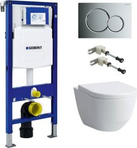 Комплект  Система инсталляции для унитазов Geberit Duofix UP320 111.300.00.5 + Чаша для унитаза подвесного Laufen Pro Rimless 8.2096.6.000.000.1 без о