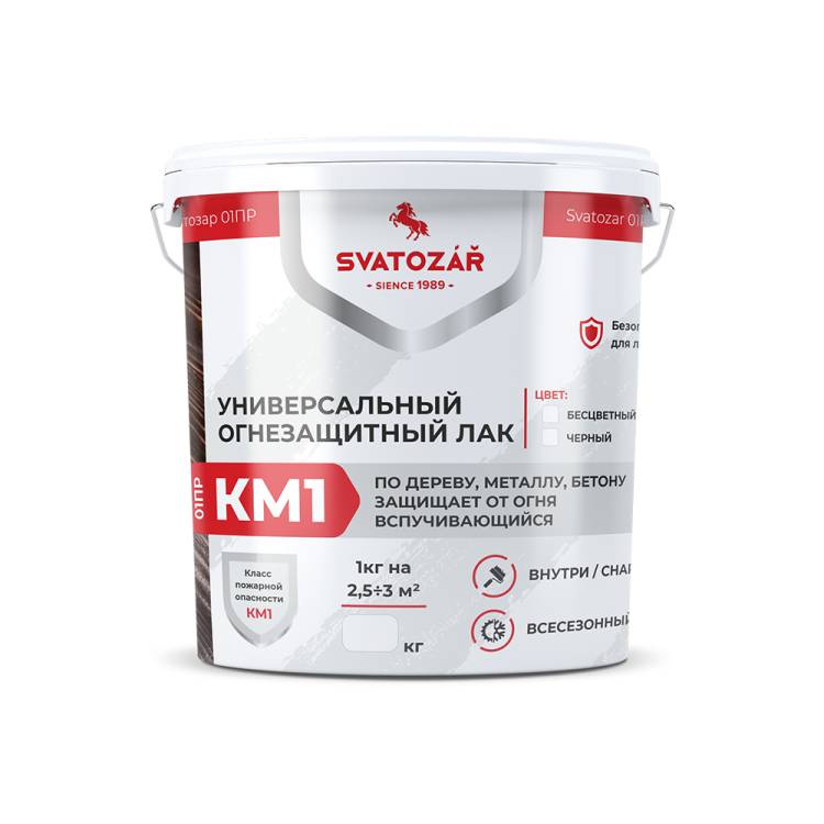 Универсальный огнезащитный лак Svatozar 01ПР КМ1 матовый прозрачный 0.5 л
