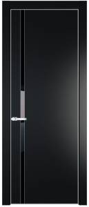 Межкомнатная дверь Profil Doors 21 PE полотно Блэк, кромка алюминиевая с четырех сторон матовая, стеклянная вставка черный лак 600x2000