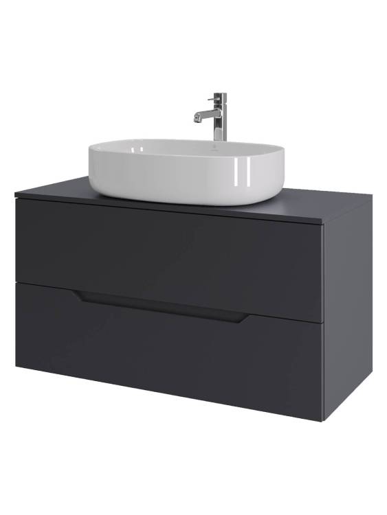 Тумба с раковиной Orange Line Li-100TugMDF+B04-600W графит матовый, 100 см