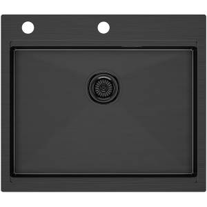 Мойка кухонная Paulmark Brim-pro PM705951-GM 59x51 вороненая сталь