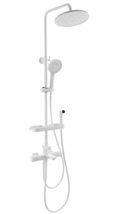 Душевая стойка Wonzon & Woghand WW-C3011-A1-MW с гигиеническим душем и термостатом, белый