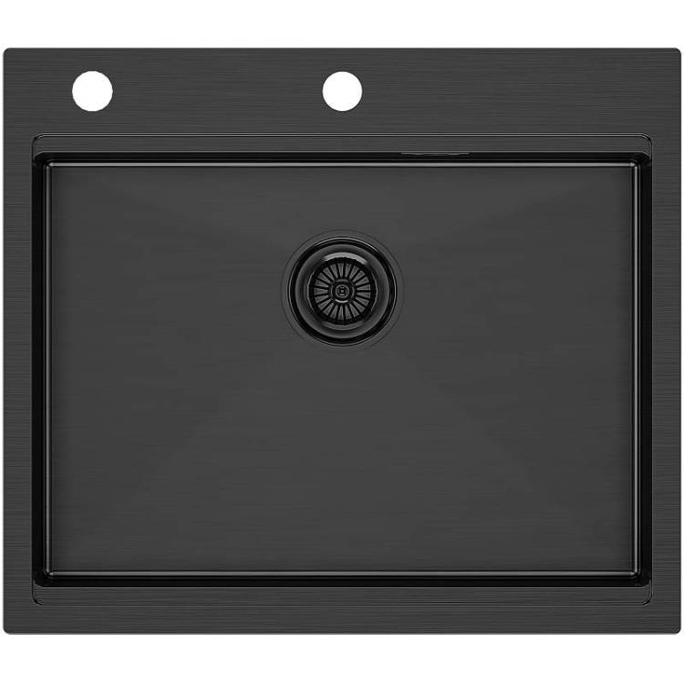 Мойка кухонная Paulmark Brim-pro PM705951-GM 59x51 вороненая сталь