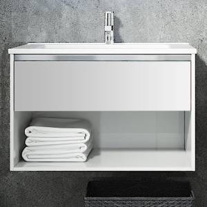 Тумба с раковиной Sanvit Контур 75 белая глянцевая