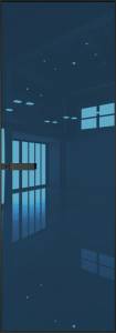 Межкомнатная дверь Profil Doors 1 AGN цвет профиля Черный, стекло безопасное 4 мм зеркало синее 700x2000