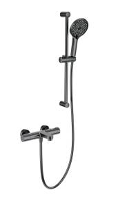 Смеситель для ванны Wonzon & Woghand WW-C2018-A-BGG с душевым гарнитуром и термостатом, темный графит