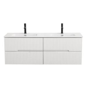 Тумба под раковину Cezares DUET-N-1400-4C-SO-2-BL для раковины с двумя чашами, Bianco Lucido, 140x50x45.7
