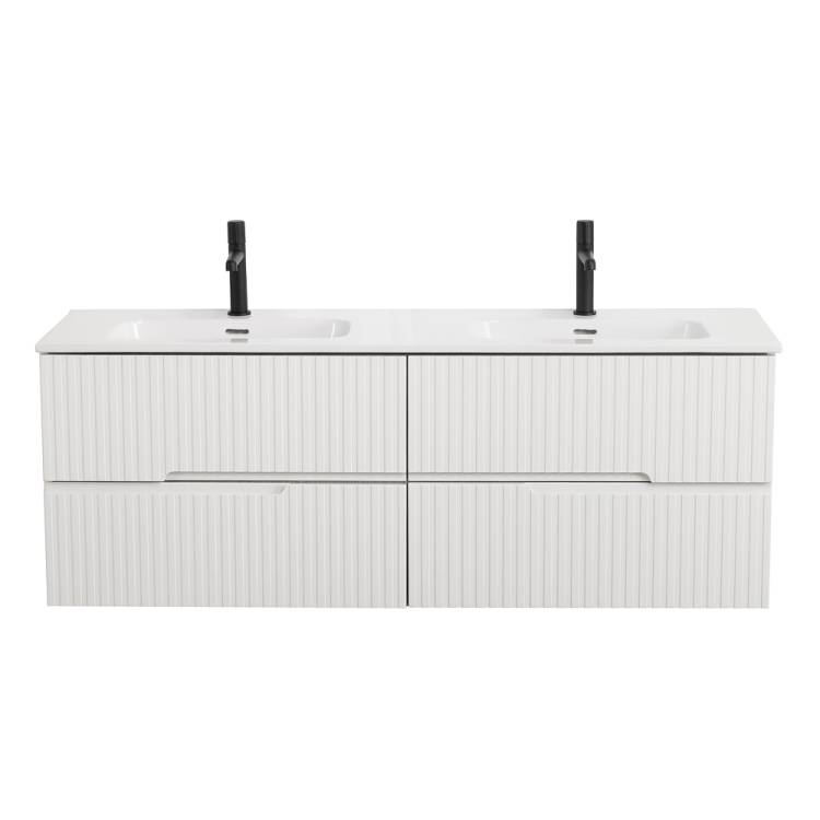 Тумба под раковину Cezares DUET-N-1400-4C-SO-2-BL для раковины с двумя чашами, Bianco Lucido, 140x50x45.7