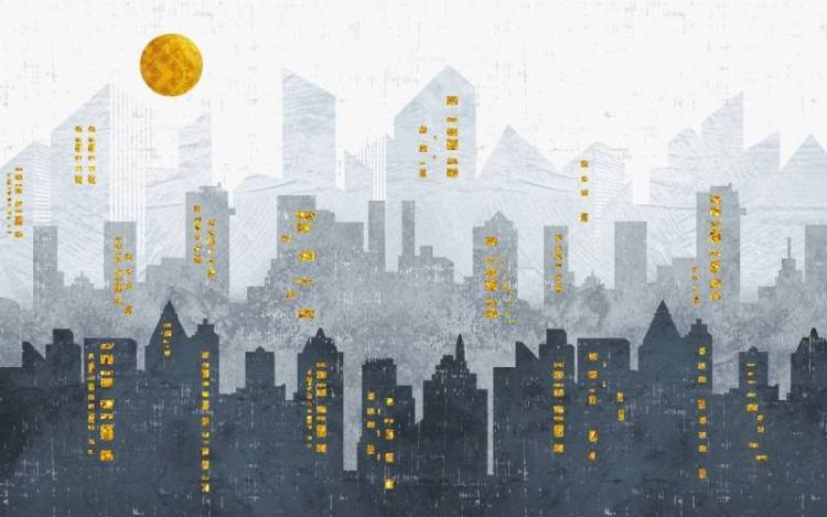 3D Фотообои Artegrafico «Мираж с мегаполисом» UB-005 песок