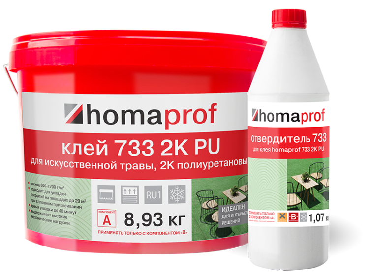Клей для искусственной травы Homakoll 733 2K PU (8.93 кг + 1.07 кг)