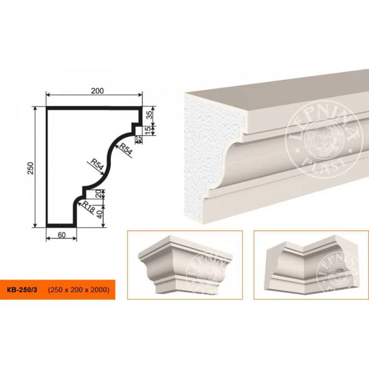 Карниз LepninaPlast КВ-250/3 200x20x25