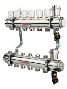 Коллекторная группа VALTEC в сборе, 1х8 вых. Евроконус 3/4