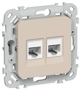 Розетка компьютерная RJ45 2-местная IEK Flite FI-K22-1-K88 льняной