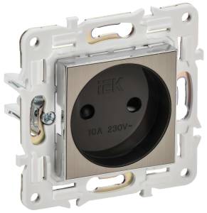 Розетка 1-местная с защитными шторками IEK Skandy SK-R13-10-K50 никель