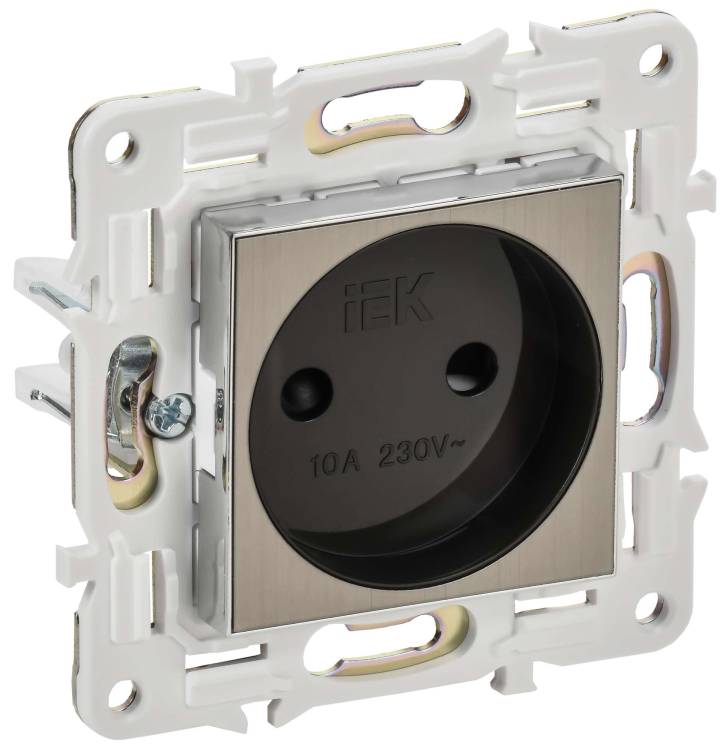 Розетка 1-местная с защитными шторками IEK Skandy SK-R13-10-K50 никель