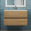 Тумба с раковиной Uperwood Barsa подвесная, черная, дуб сонома, 80 см фото 4