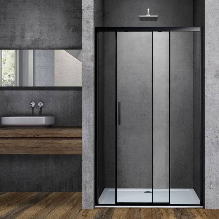 Душевая дверь в нишу Vincea Soft VDS-3SO130CLB 1300x1950, профиль черный, стекло прозрачное