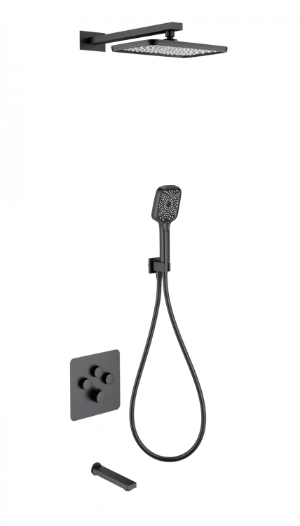 Душевой комплект Wonzon & Woghand WW-B4005-MB с термостатом, черный