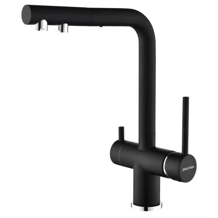 Смеситель для кухни Paulmark Serpentine Se213222-AN с выдвижным изливом, антрацит