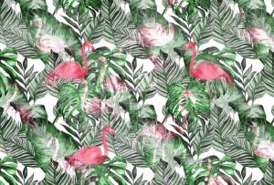 3D Фотообои Artegrafico «Стилизованная композиция с фламинго» TB-033 канвас