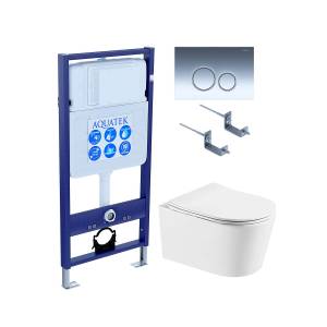 Комплект SET AQUATEK ОБЕРОН T KDI18 кнопка хром, унитаз безободковый, сиденье микролифт
