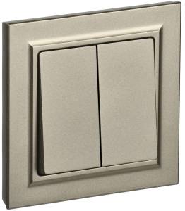 Выключатель 2-клавишный IEK Brite BR-V20-0-10-K37-F шампань