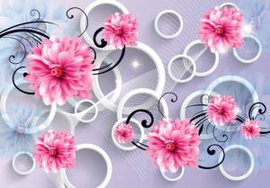 3D Фотообои Artegrafico «Хризантемы с яркими акцентами» GM-183 канвас