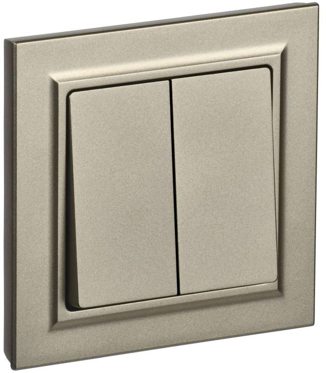 Выключатель 2-клавишный IEK Brite BR-V20-0-10-K37-F шампань