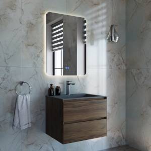 Тумба с раковиной Vincea Luka 600 2 выкатных ящика, C.Oak, раковина серая