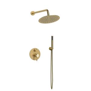 Душевой комплект Vincea Desire VSFW-1D1BG золотой брашированный, встраиваемый, с тропическим душем, 25 см