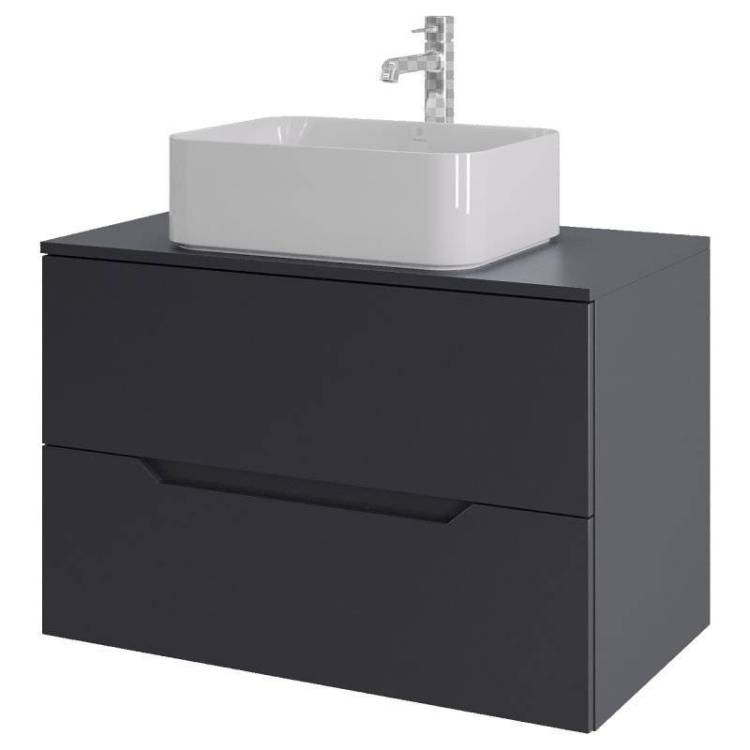 Тумба с раковиной Orange Line Li-80TugMDF+B02-460W графит матовый, 80.5 см