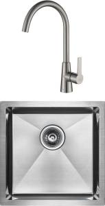 Комплект Paulmark Gerberg PM214444-BS брашированная нерж. сталь + Смеситель Paulmark Holstein Ho212065-NI для кухонной мойки