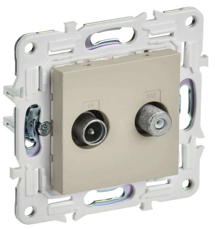 ТВ-розетка TV+SAT IEK Skandy SK-AF20-O-K10 бежевый