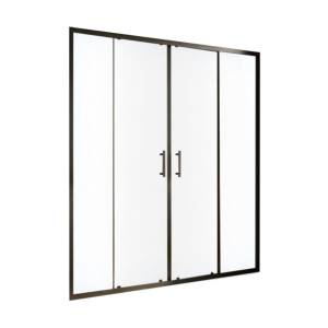 Душевая дверь в нишу MaybahGlass MGD-1840-6 профиль черный, стекло сатин, 210x195