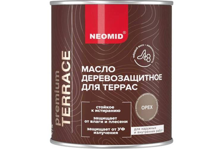 Масло деревозащитное для террас Neomid Terrace шелковисто-матовое орех 0.75 л