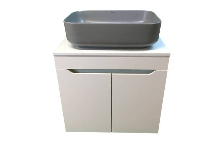 Тумба с раковиной Sintesi STL.W7019_SIN-LVB-APP-409GM подвесная, белый, серый матовый