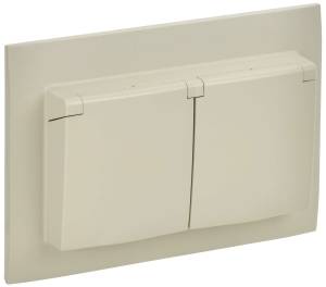 Розетка 2-местная с крышкой IEK Skandy SK-R26-16-44-K10-F бежевый