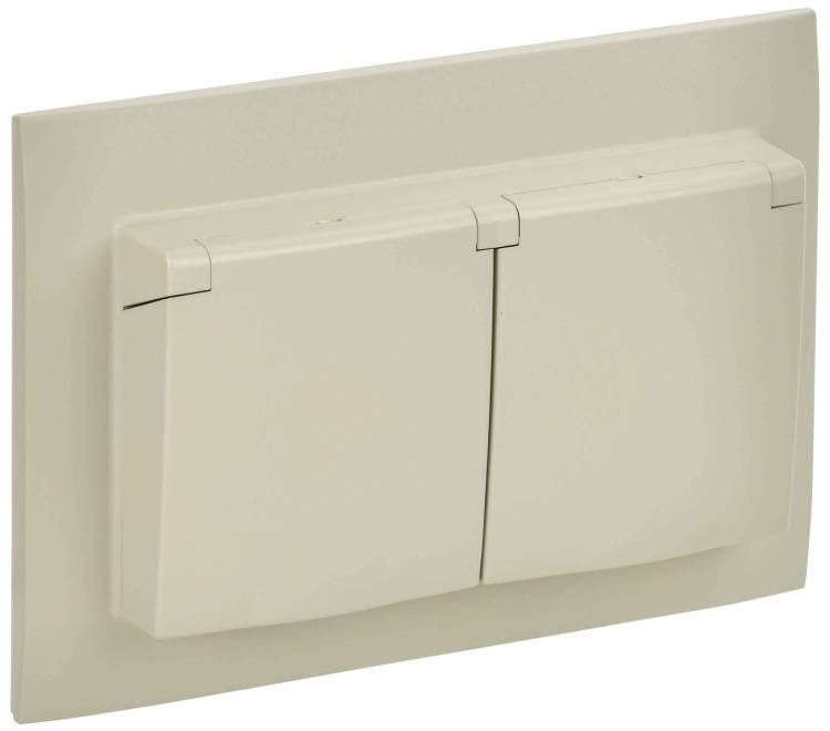Розетка 2-местная с крышкой IEK Skandy SK-R26-16-44-K10-F бежевый