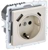 Розетка 1-местная с заземлением, шторками и USB Type A+С IEK Brite BR-R14-16-U22-018-K10 бежевый